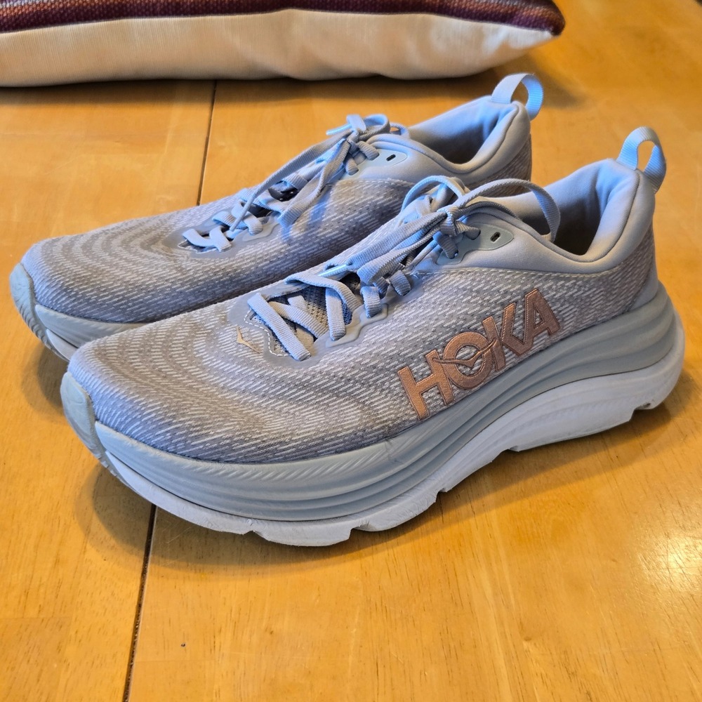 Hoka Gaviota 5 Running Shoes Women 9.5 Harbor Mist Rose Gold Stability 1134235